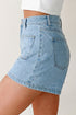 Solid High Rise Patch Pocket Denim Shorts
