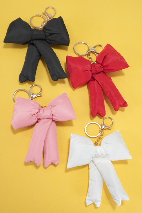 Solid High Shine Alloy Three Dimensional Bow Knot Keychain