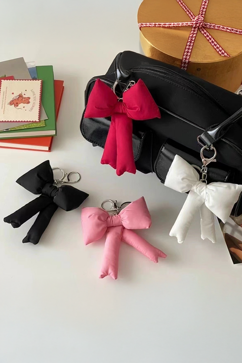 Solid High Shine Alloy Three Dimensional Bow Knot Keychain