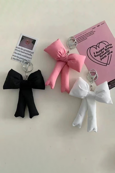 Solid High Shine Alloy Three Dimensional Bow Knot Keychain
