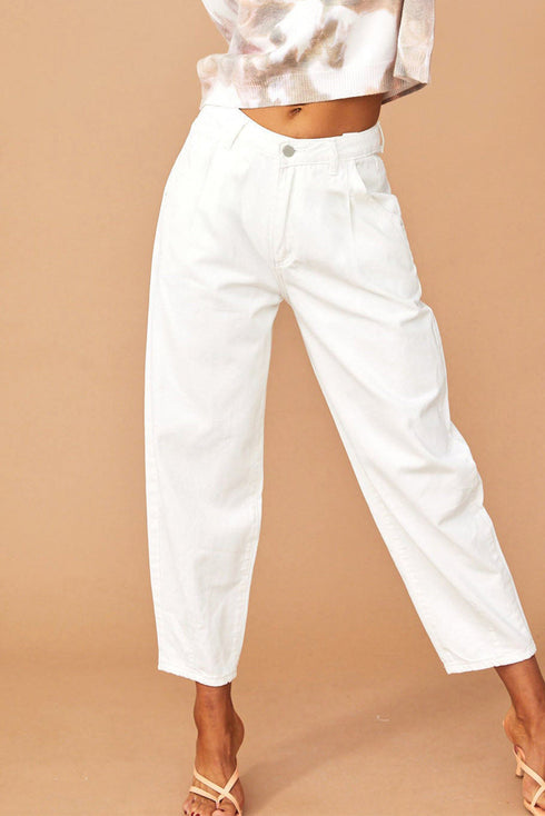 Solid High Waist Casual Pants