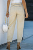 Solid High Waist Casual Pants