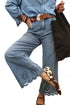 Solid High Waist Embroidered Cropped Wide Leg Jeans
