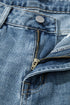 Solid High Waist Embroidered Cropped Wide Leg Jeans