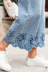 Solid High Waist Embroidered Cropped Wide Leg Jeans