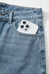 Solid High Waist Embroidered Cropped Wide Leg Jeans
