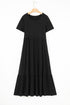 Solid High Waist Pocketed A-Line T-Shirt Maxi Dress