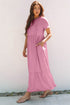 Solid High Waist Pocketed A-Line T-Shirt Maxi Dress