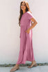 Solid High Waist Pocketed A-Line T-Shirt Maxi Dress