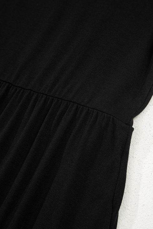Solid High Waist Pocketed A-Line T-Shirt Maxi Dress