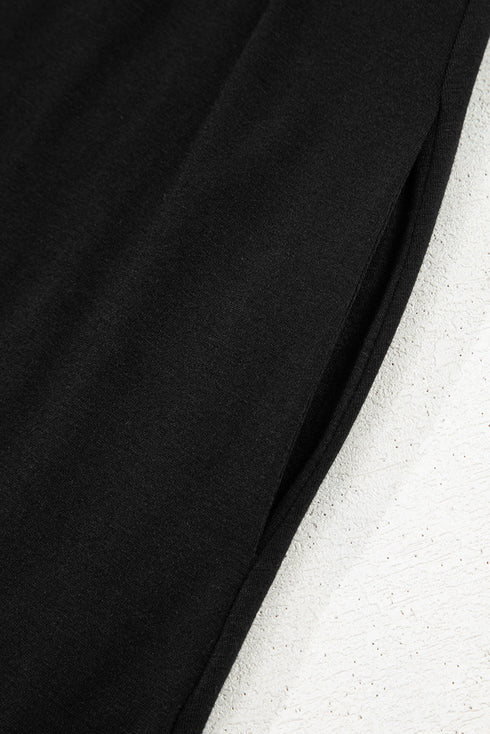 Solid High Waist Pocketed A-Line T-Shirt Maxi Dress