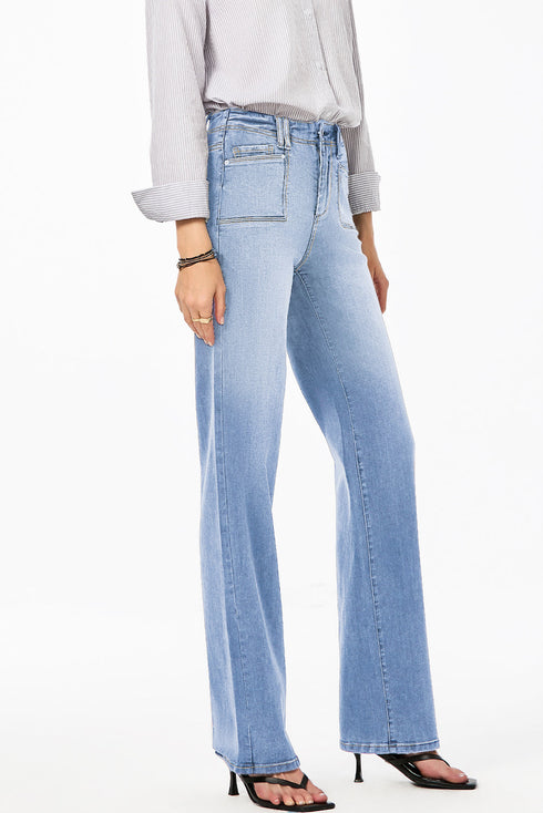 Solid High Waisted Loose Straight Leg Cropped Jeans