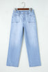 Solid High Waisted Loose Straight Leg Cropped Jeans