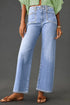 Solid High Waisted Loose Straight Leg Cropped Jeans