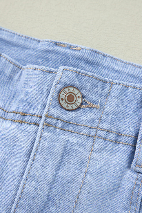 Solid High Waisted Loose Straight Leg Cropped Jeans