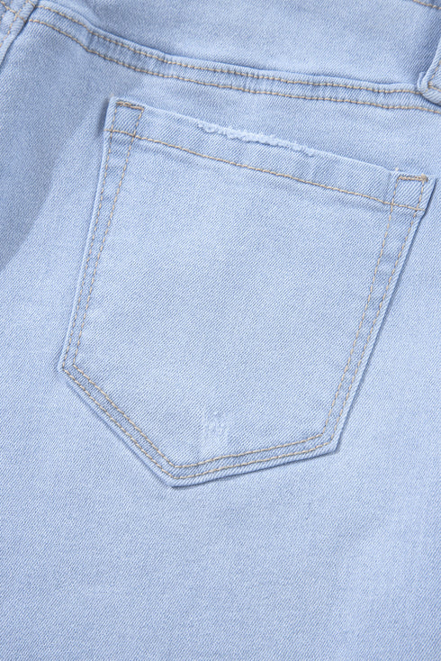 Solid High Waisted Loose Straight Leg Cropped Jeans