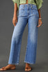 Solid High Waisted Loose Straight Leg Cropped Jeans