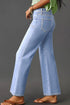 Solid High Waisted Loose Straight Leg Cropped Jeans
