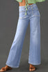 Solid High Waisted Loose Straight Leg Cropped Jeans