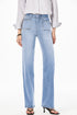 Solid High Waisted Loose Straight Leg Cropped Jeans