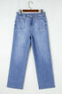 Solid High Waisted Loose Straight Leg Cropped Jeans