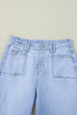 Solid High Waisted Loose Straight Leg Cropped Jeans