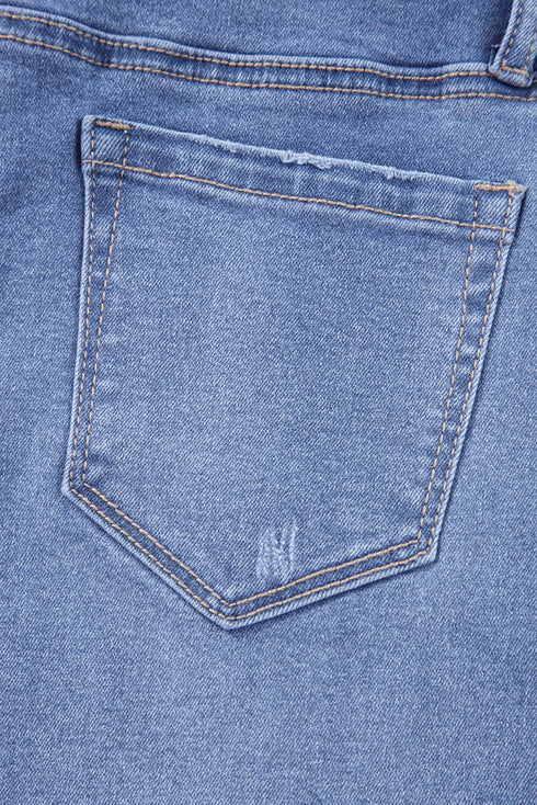 Solid High Waisted Loose Straight Leg Cropped Jeans
