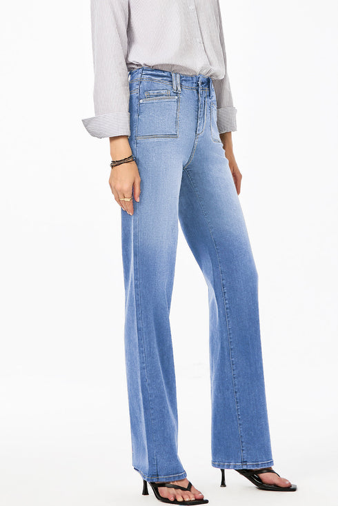 Solid High Waisted Loose Straight Leg Cropped Jeans