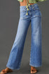 Solid High Waisted Loose Straight Leg Cropped Jeans