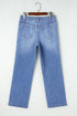 Solid High Waisted Loose Straight Leg Cropped Jeans