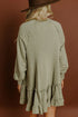 Solid Jacquard Patchwork Frilled Ruffled Long Sleeve Mini Dress
