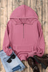 Solid Kangaroo Pocket Half Zipper Oversized Hoodie