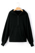 Solid Kangaroo Pocket Half Zipper Oversized Hoodie
