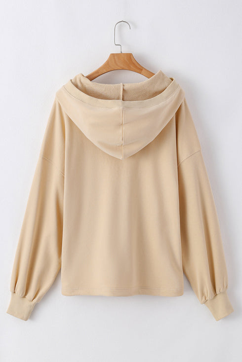 Solid Kangaroo Pocket Half Zipper Oversized Hoodie