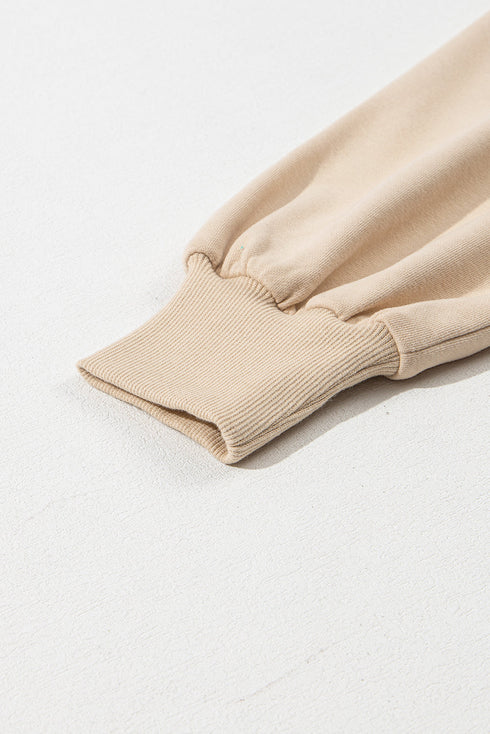 Solid Kangaroo Pocket Half Zipper Oversized Hoodie