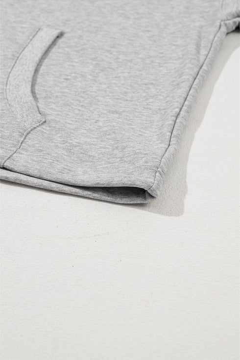 Solid Kangaroo Pocket Half Zipper Oversized Hoodie