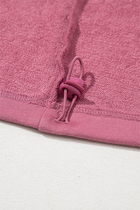 Solid Kangaroo Pocket Half Zipper Oversized Hoodie