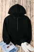 Solid Kangaroo Pocket Half Zipper Oversized Hoodie