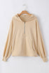 Solid Kangaroo Pocket Half Zipper Oversized Hoodie
