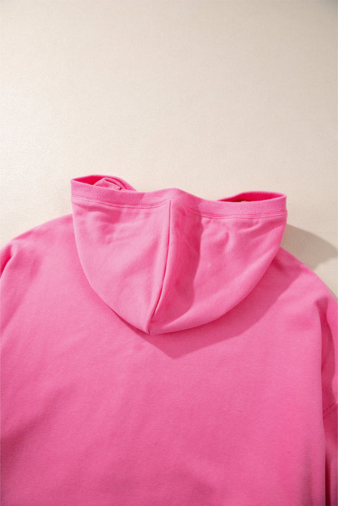 Solid Kangaroo Pocket Half Zipper Oversized Hoodie