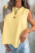 Solid Knit Large Armhole Side Slit Loose Sweater Vest