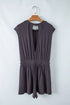 Solid Knit Open Back Cap Sleeve Drawstring Romper