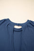 Solid Knit Open Back Cap Sleeve Drawstring Romper
