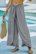 Solid Knotted Drop Waist Split Leg Relaxed Pants