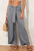 Solid Knotted Drop Waist Split Leg Relaxed Pants