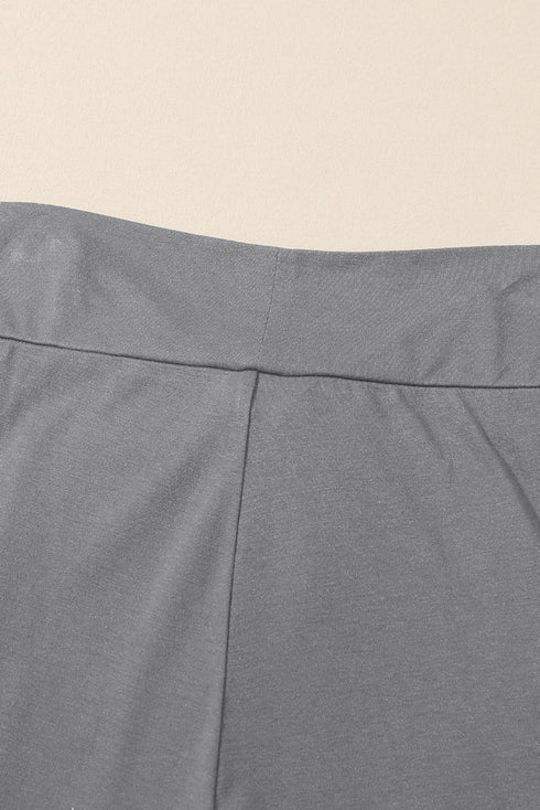 Solid Knotted Drop Waist Split Leg Relaxed Pants