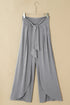 Solid Knotted Drop Waist Split Leg Relaxed Pants