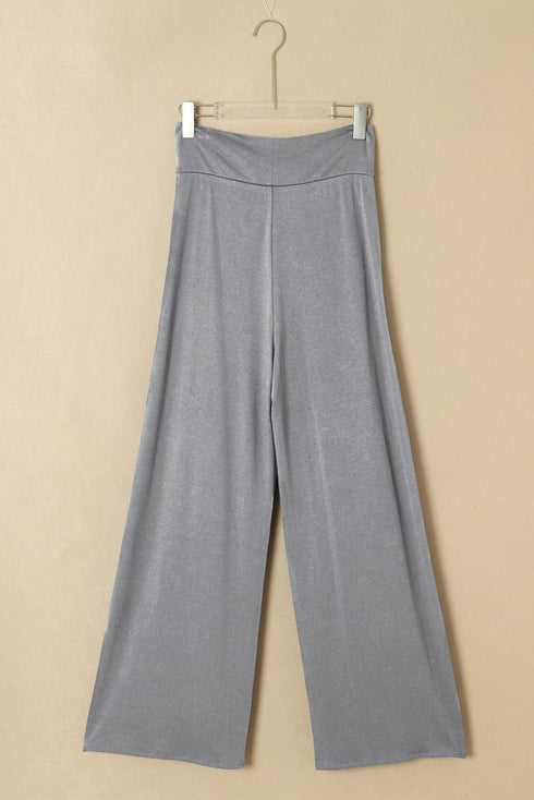 Solid Knotted Drop Waist Split Leg Relaxed Pants