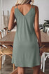 Solid Lace Trim V Neck Sleeveless Shift Mini Dress