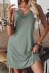 Solid Lace Trim V Neck Sleeveless Shift Mini Dress